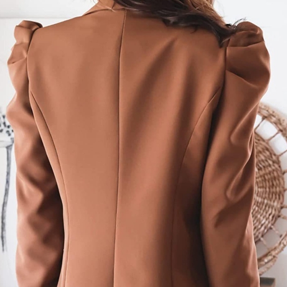 (Out of Stock) Brown Puff Sleeve Blazer - Picture 2 of 9